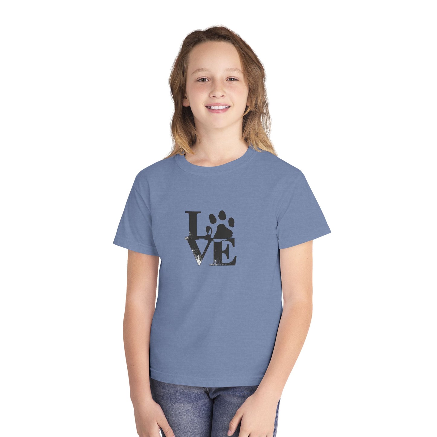 Youth Love Paw Tee - Perfect for Pet Lovers, Gifts for Kids, Animal Lovers, Birthday or Holiday Gift, Cute Casual Wear
