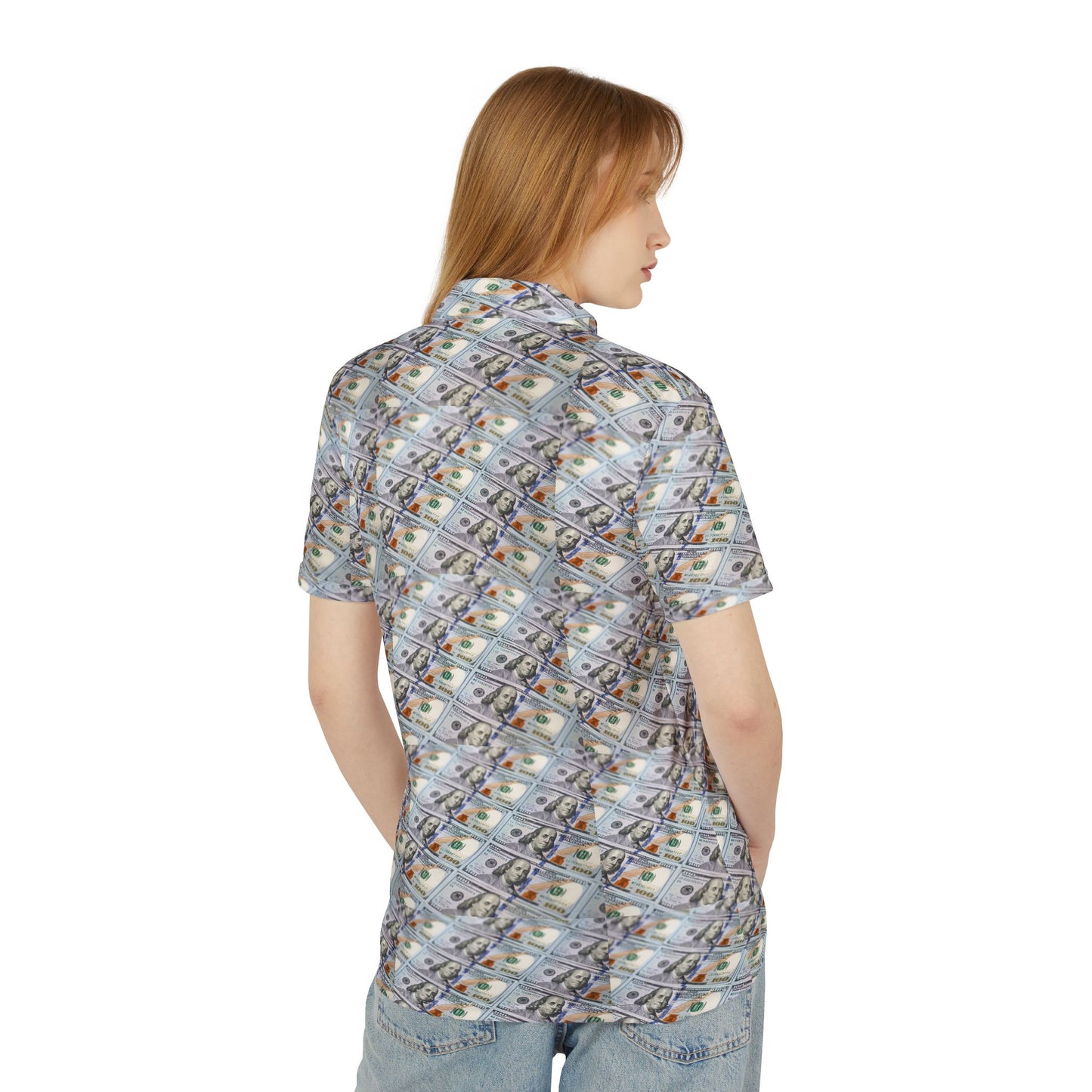 Money Patterned Unisex Polo Shirt, Trendy Apparel, Casual Wear, Summer Fashion, Gift for Him, Everyday Style