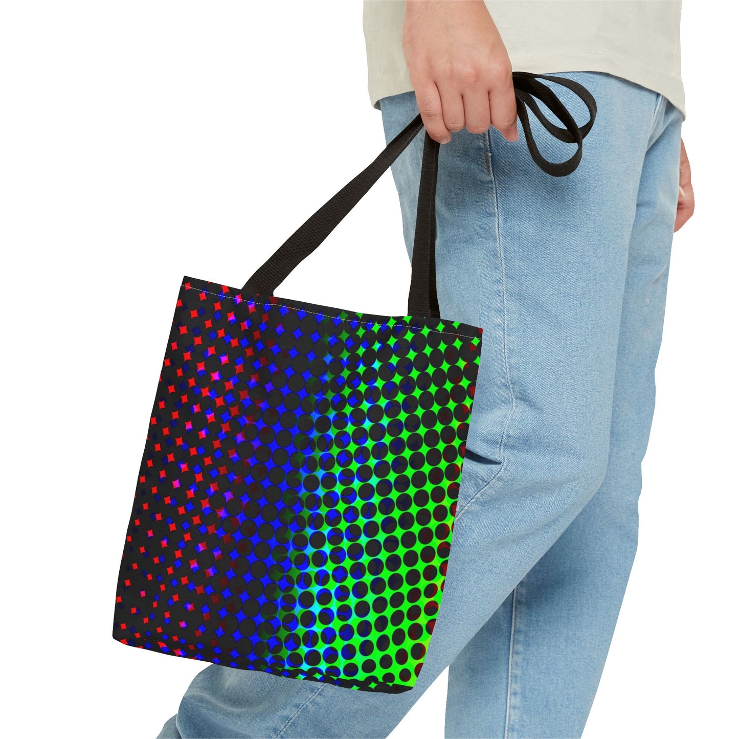 Vibrant Dot Print Tote Bag - Colorful Reusable Shopping Bag, Beach Tote