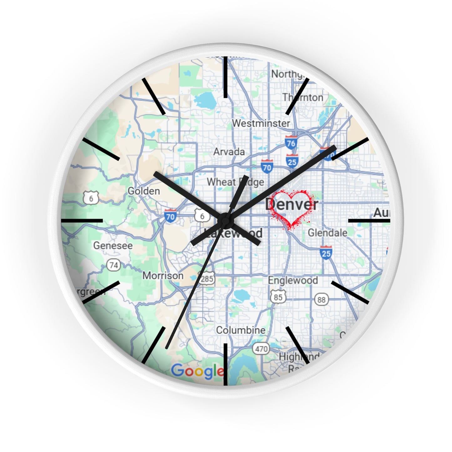 Custom Denver Map Wall Clock, Home Decor, Personalized Gift, Unique Wall Art, Modern Timepiece, Housewarming Present