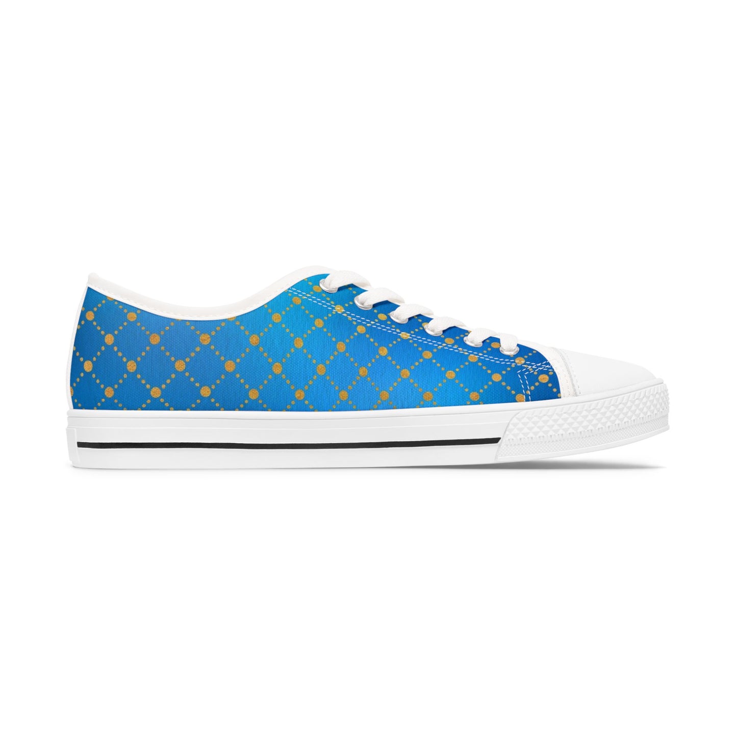 Blue Gold Lattice Low Top Sneakers