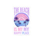 Beach Sticker — “The Beach Is My Happy Place” Pastel Sunset Kiss-Cut Sticker