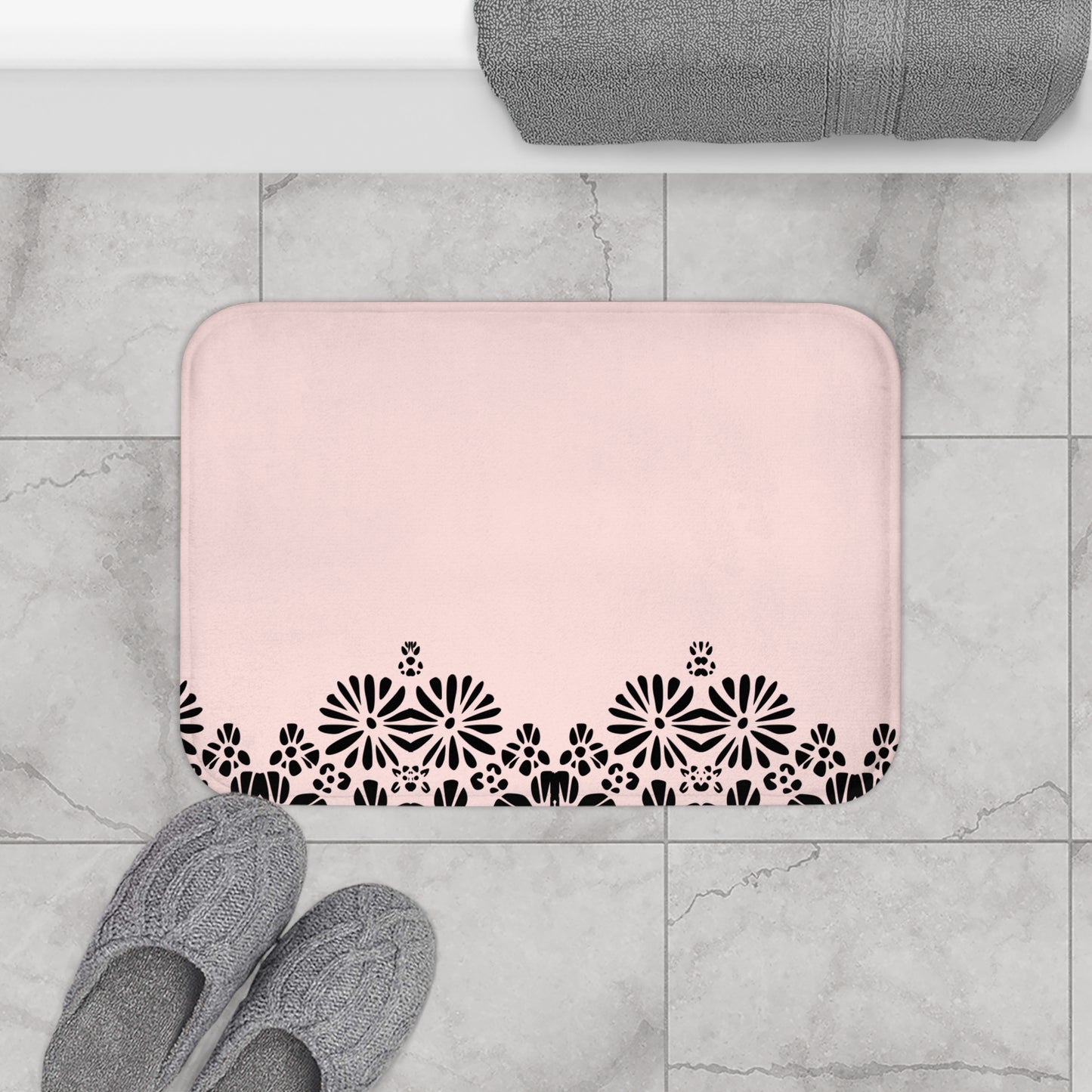 Floral Elegance Bath Mat - Chic Bathroom Decor, Home Spa Essentials, Gift for Her, Modern Design, Cozy Comfort