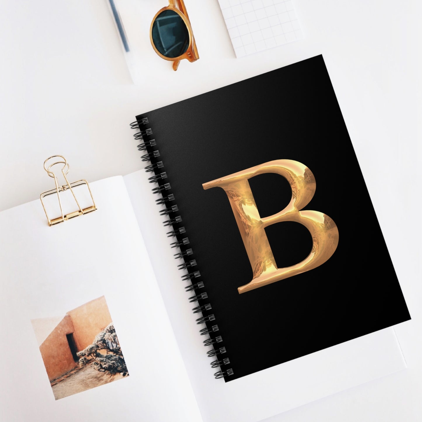 Personalized Gold Letter B Spiral Notebook - Elegant Journaling, Customizable Gift for Students, Writers, and Note-Takers, Stationery, Gift