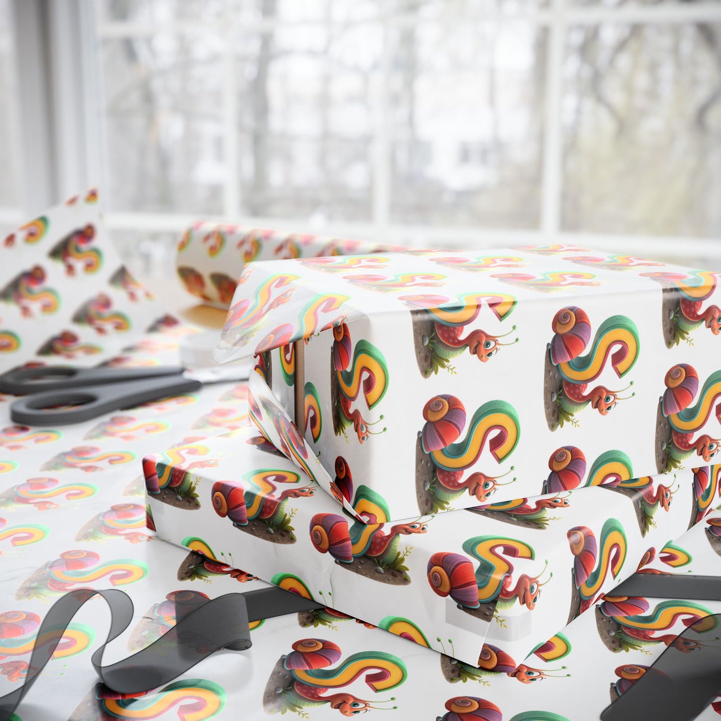 Colorful Snail Wrapping Paper, Fun Holiday Gift Wrap, Creative Present Wrap, Cute Party Supply, Eco-Friendly Wrapping
