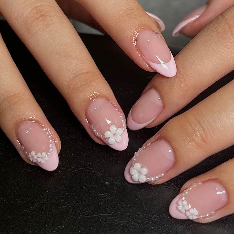 French Minimalist Nude Pink Almond Short Press On Nails