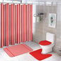 Shower Curtain Set with 3 Rugs Red Stripes