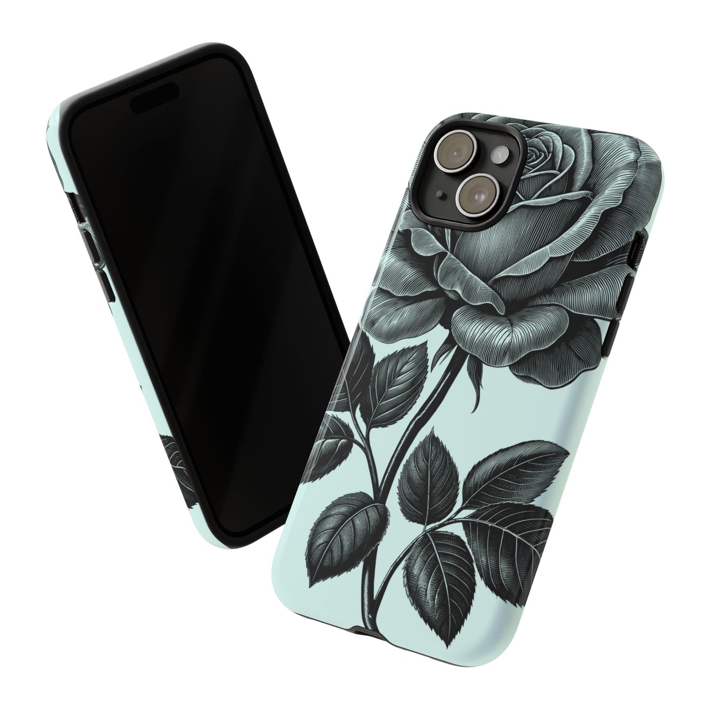 Elegant Floral Phone Case, Tough Cases for iPhones, Black Rose Design, Gift for Her, Stylish Phone Cover, Birthday Gifts