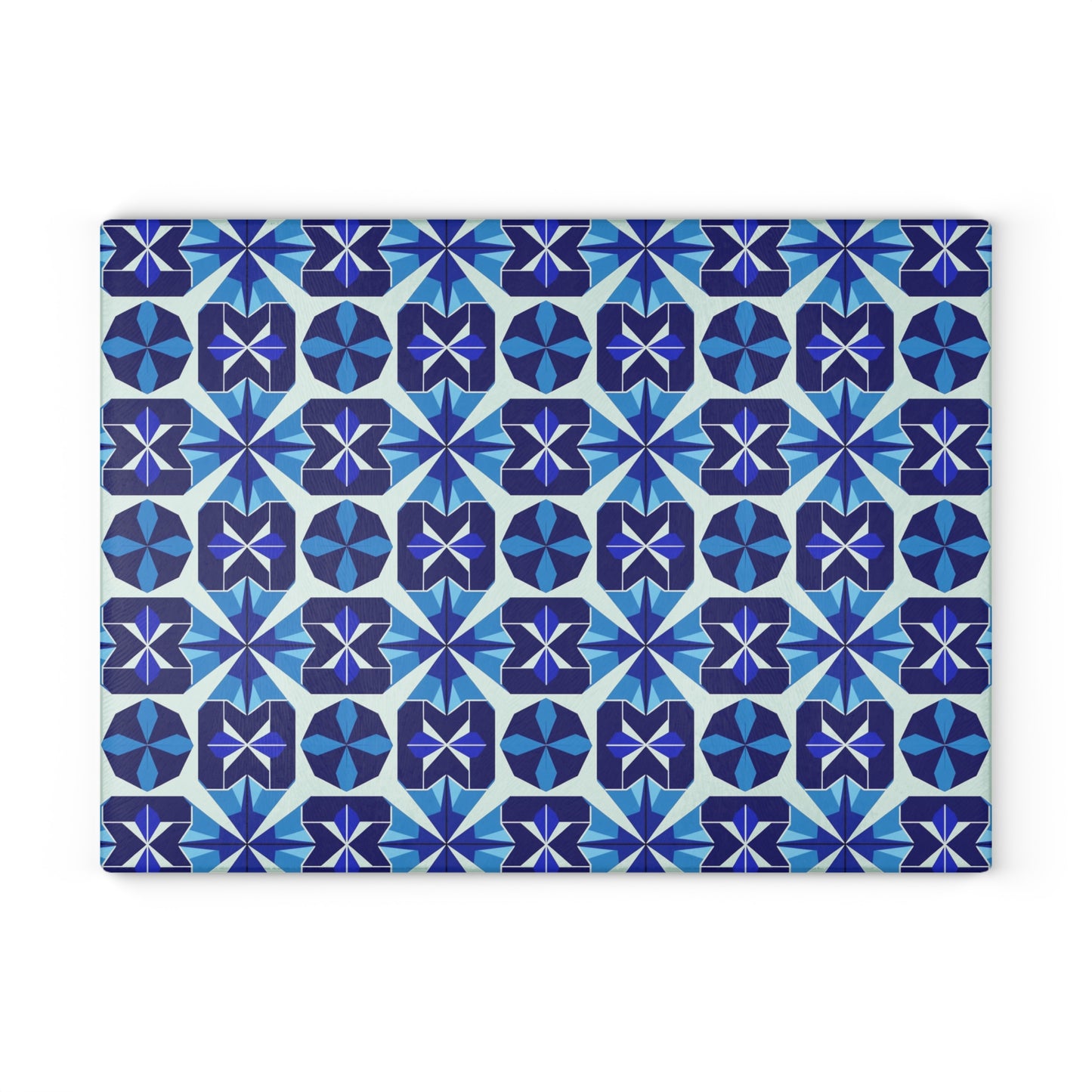 Blue Moroccan Tile Glass Cutting Board — Decorative Kitchen Chopping Board