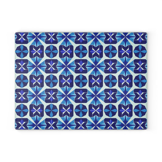 Blue Moroccan Tile Glass Cutting Board — Decorative Kitchen Chopping Board