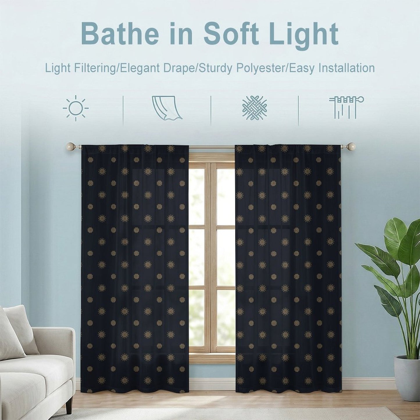 Sheer Curtain Navy Blue
