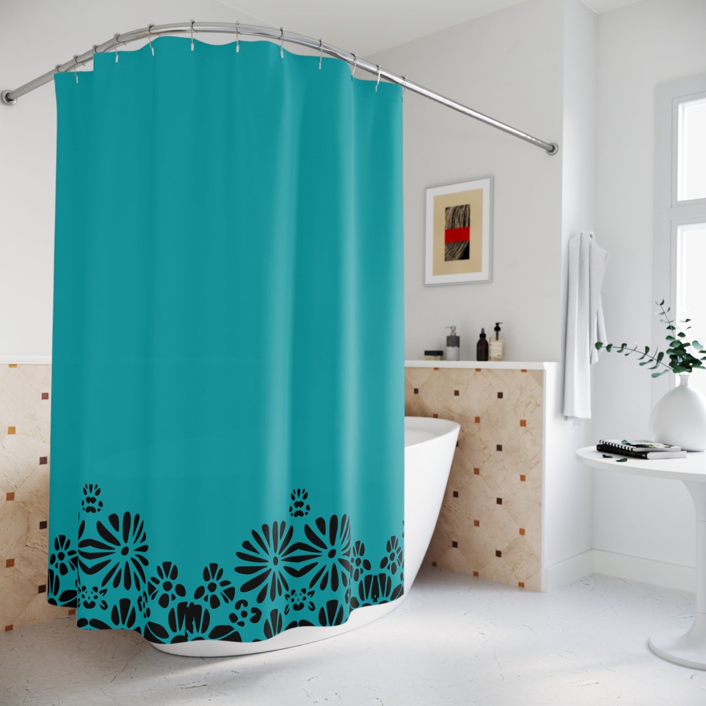 Tranquil Floral Shower Curtain | Bathroom Decor, Home Upgrade, Gift for New Home, Boho Style, Spa Vibe
