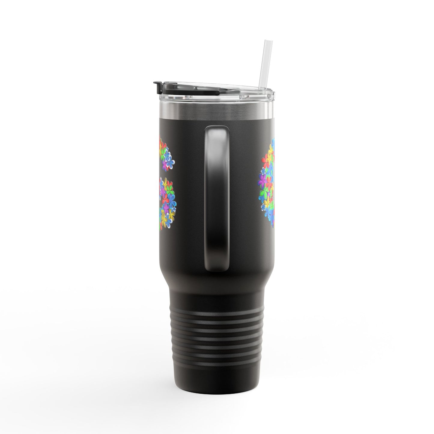 Vibrant Floral Insulated Travel Mug, Perfect for On-the-Go- Letter G