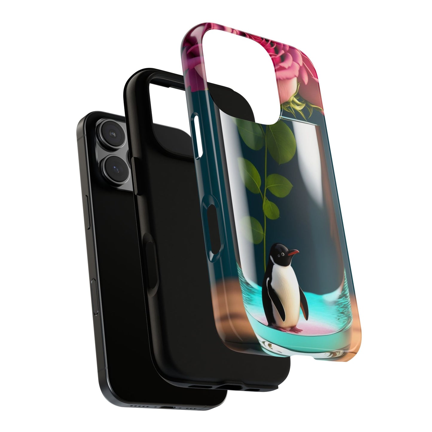 Penguin in a Glass Floral Tough Phone Case — Cute Protective Phone Cover