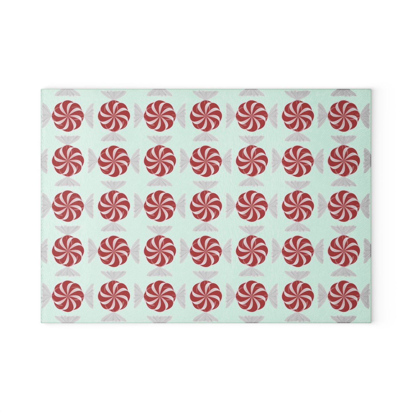 Peppermint Pattern Glass Cutting Board — Festive Candy Kitchen Board