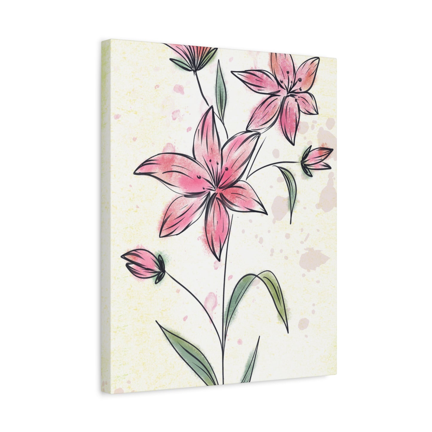 Matte Canvas, Stretched, 1.25" Tulips Pink Flowers