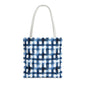 Blue Watercolor Plaid Tote Bag — Navy Check Pattern All-Over Print