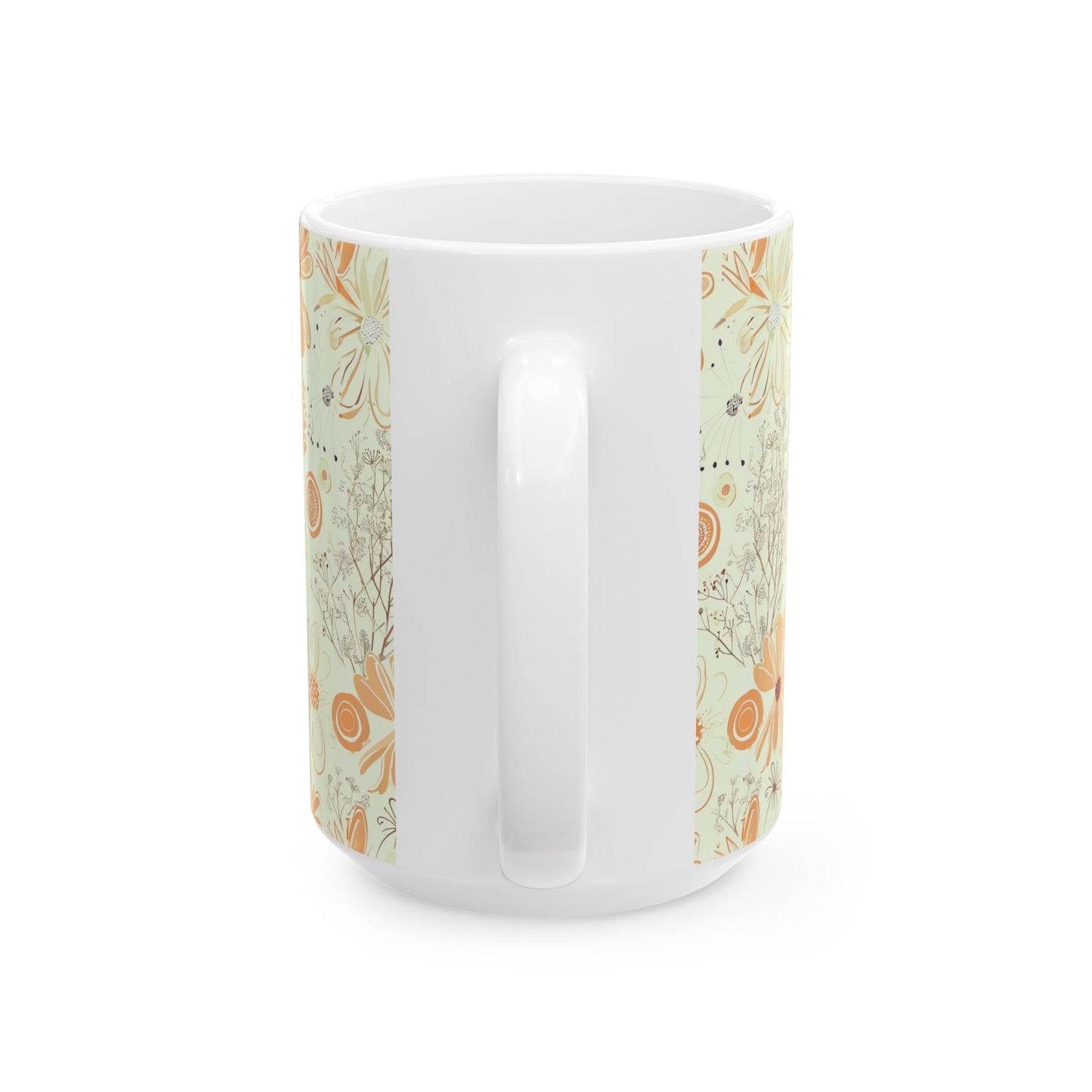 Retro Floral Ceramic Mug — Vintage Daisies Pattern (11oz & 15oz)
