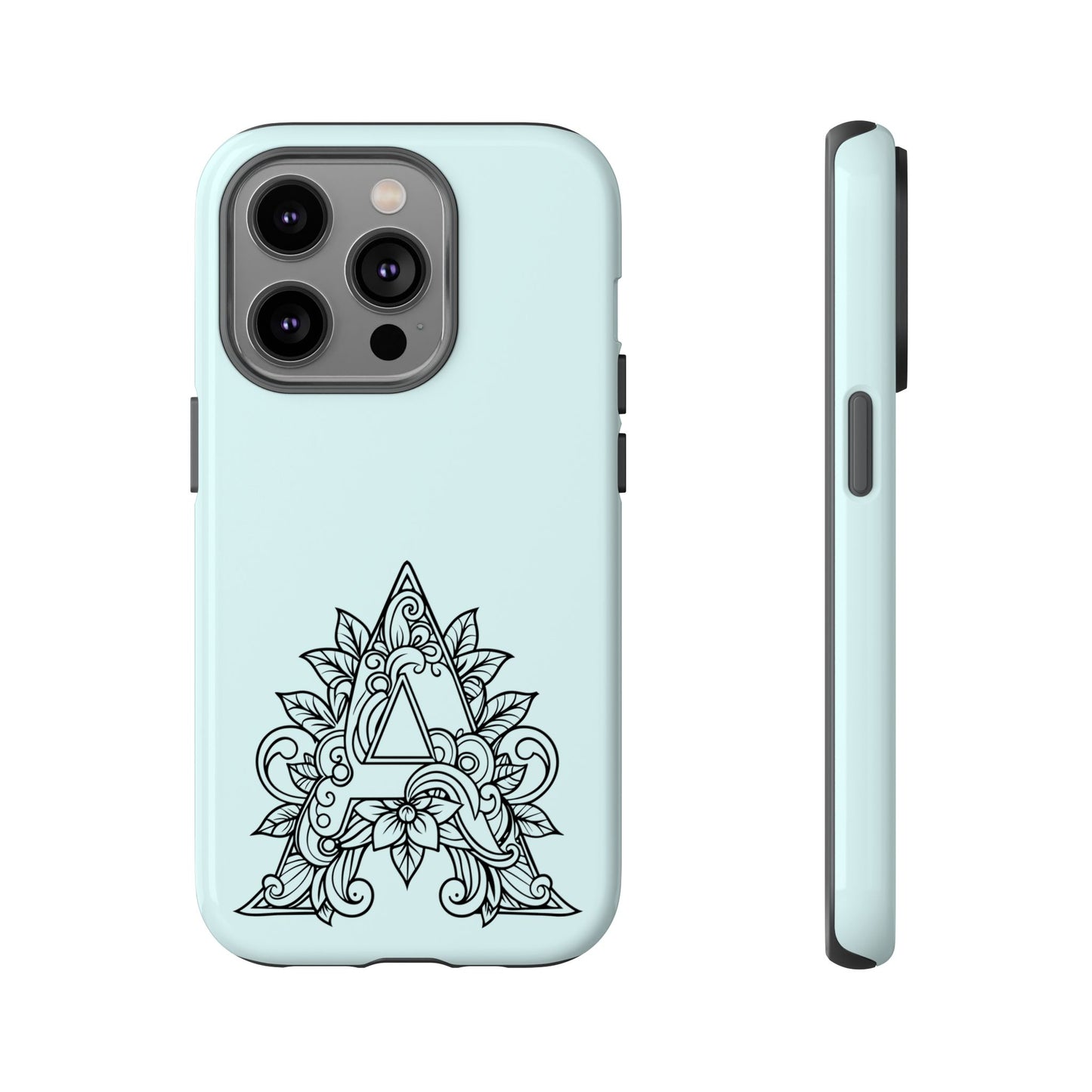 Personalized Tough Phone Case, Floral Monogram Cell Phone Cover, Custom Protective Case, Unique Gift, Birthday, Graduation