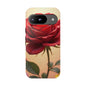 Floral Phone Case with Red Rose Design, Tough Phone Cover, Flower Print, Gift for Her, Stylish Accessory, Floral Aesthetic