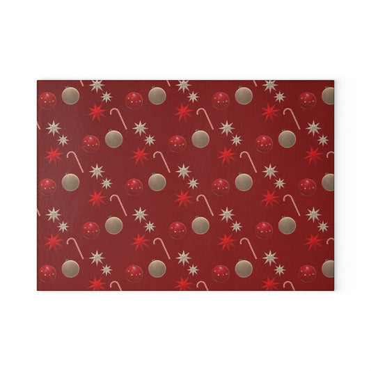 Festive Glass Cutting Board for Holiday Cooking, Christmas Kitchen Decor, Holiday Gift, Seasonal Homeware, Festive Hostess Gift