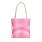 Cute Pink Gingham Tote Bag - Reusable Shopping Bag, Beach Tote
