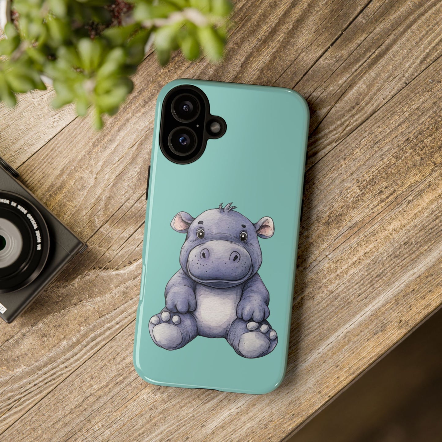 Cute Hippo Phone Case, Tough Phone Cover, Fun Animal Case, Gift for Kids, Cute Decor, Birthday Present