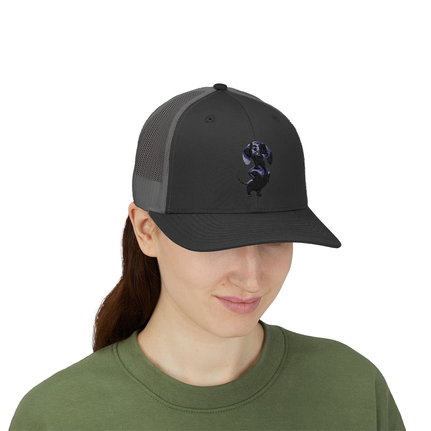 Dachshund Galaxy Trucker Cap – Embroidered Space Sausage Dog Snapback