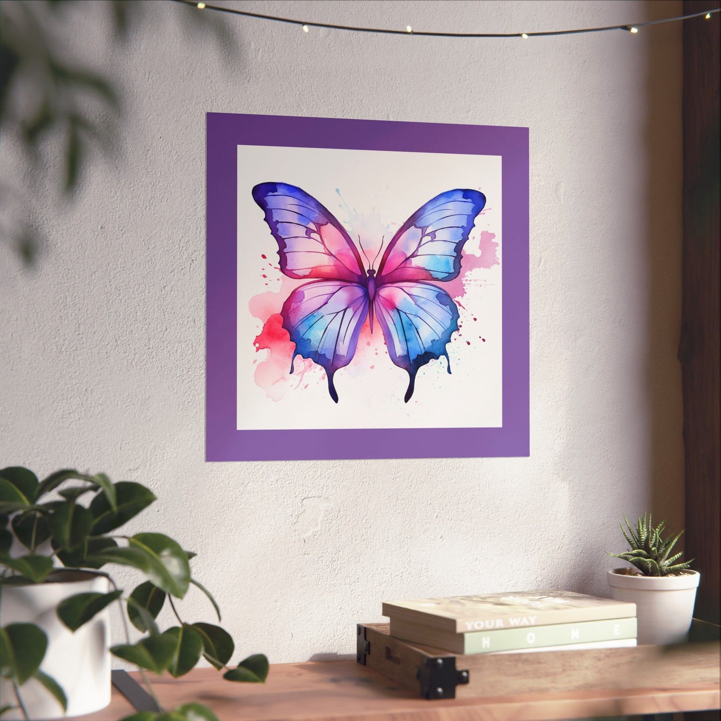 Butterfly Watercolor Matte Poster — Purple Vertical Art Print