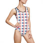 Patriotic One-Piece Swimsuit, American Flag Swimwear, Summer Beachwear, Fourth of July Swim Suit, USA Flag Bathing Suit