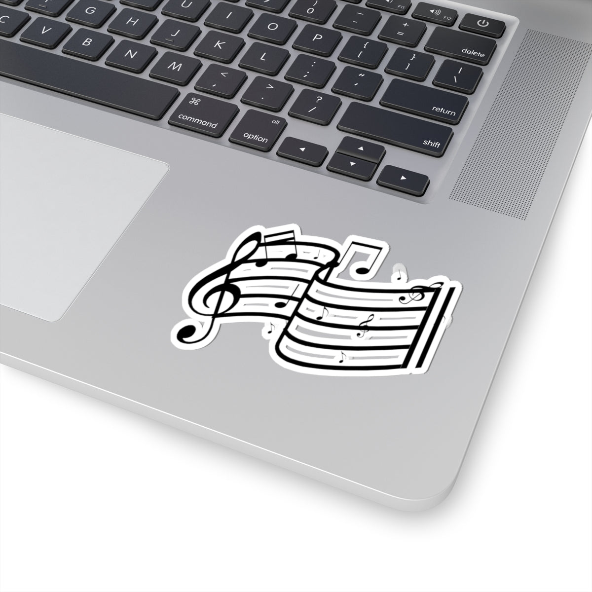 Music Notes Kiss-Cut Sticker — Treble Clef Sheet Music Decal for Laptops & Instruments