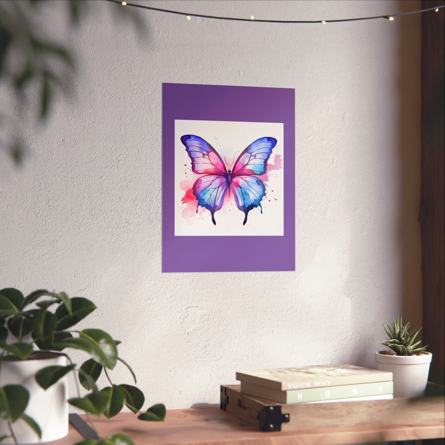 Butterfly Watercolor Matte Poster — Purple Vertical Art Print