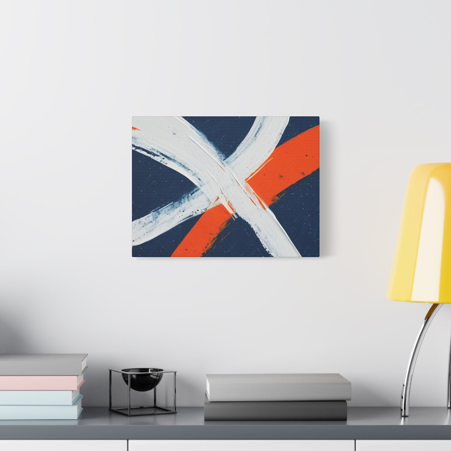 Abstract Navy & Orange Brushstroke Canvas