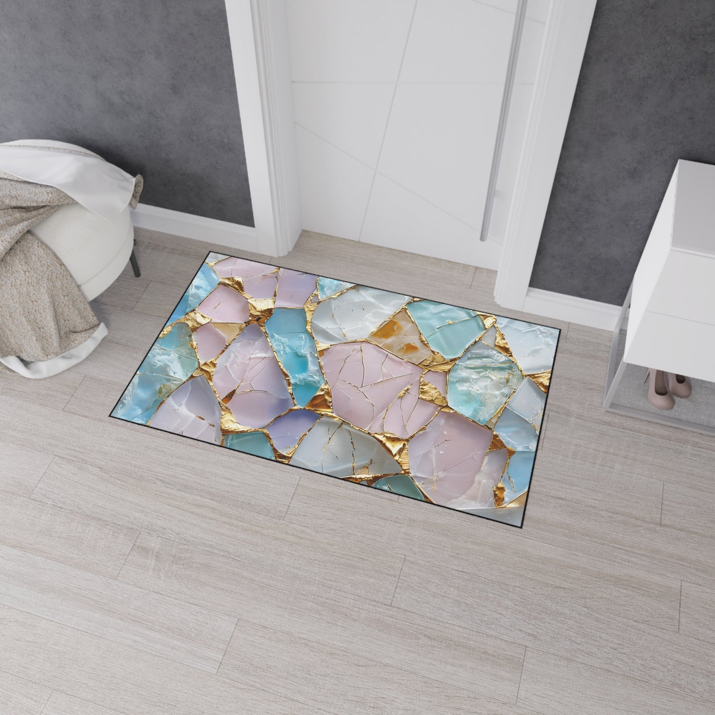 Elegant Geode Floor Mat, Luxurious Entrance Rug,  Non-Slip