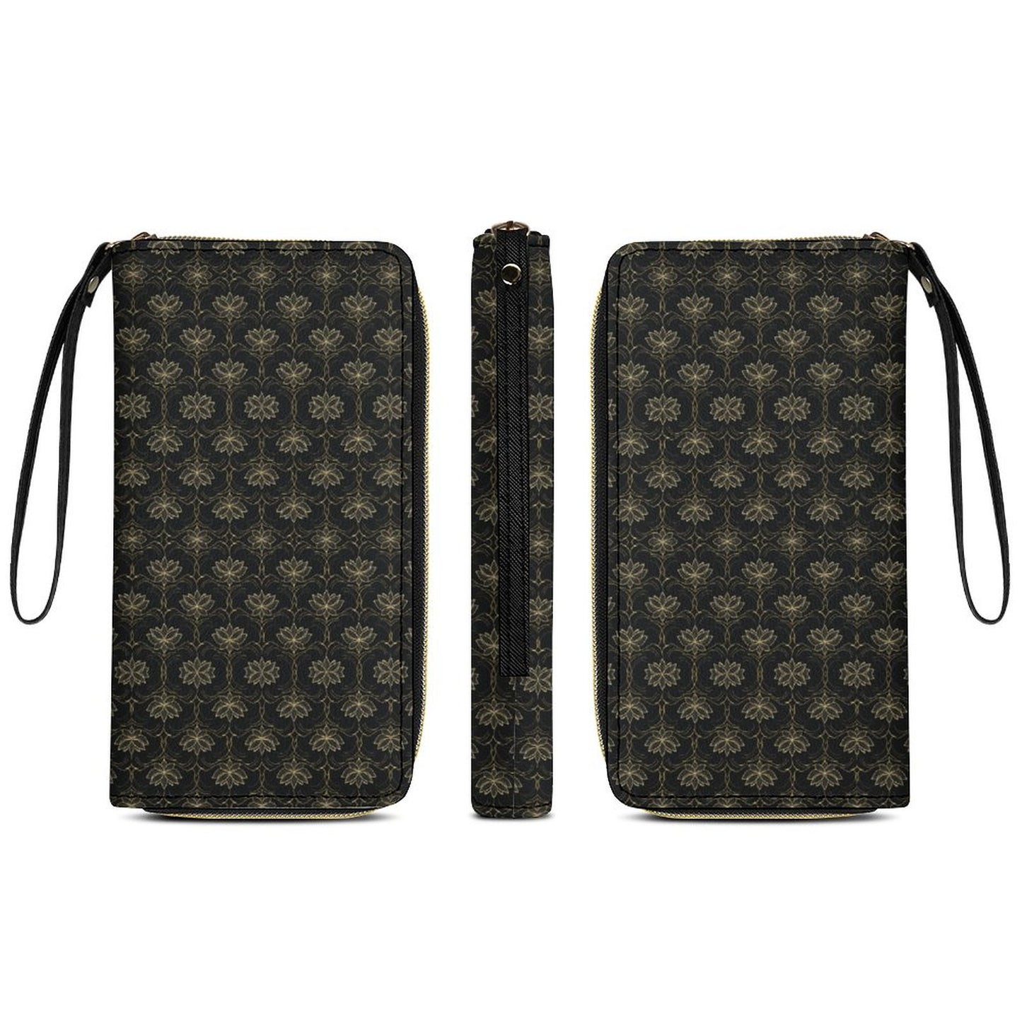 Leather Wallet with Wristlet Strap (2 Pictures on 2 Sides)