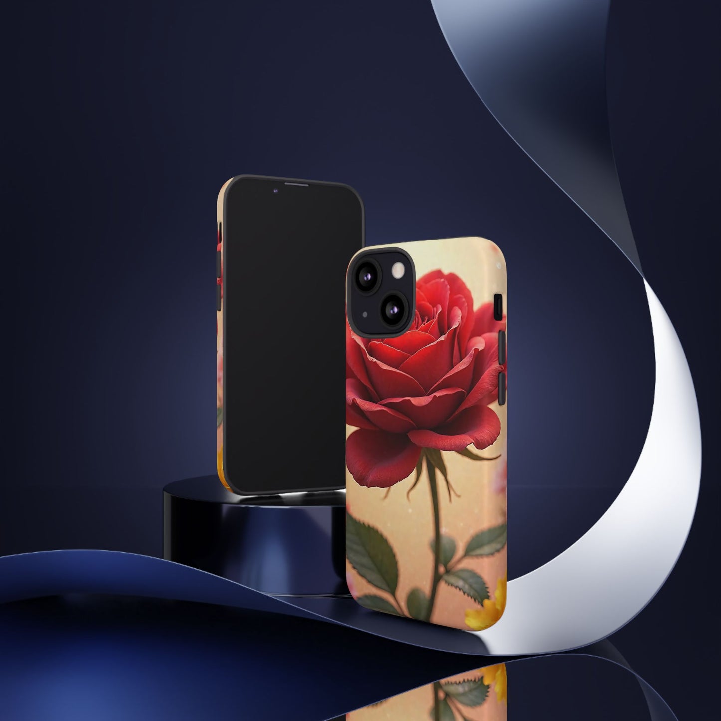 Floral Phone Case with Red Rose Design, Tough Phone Cover, Flower Print, Gift for Her, Stylish Accessory, Floral Aesthetic