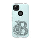 Personalized Tough Phone Case- Letter B, Floral Monogram Cell Phone Cover, Custom Protective Case, Unique Gift, Birthday, Graduation