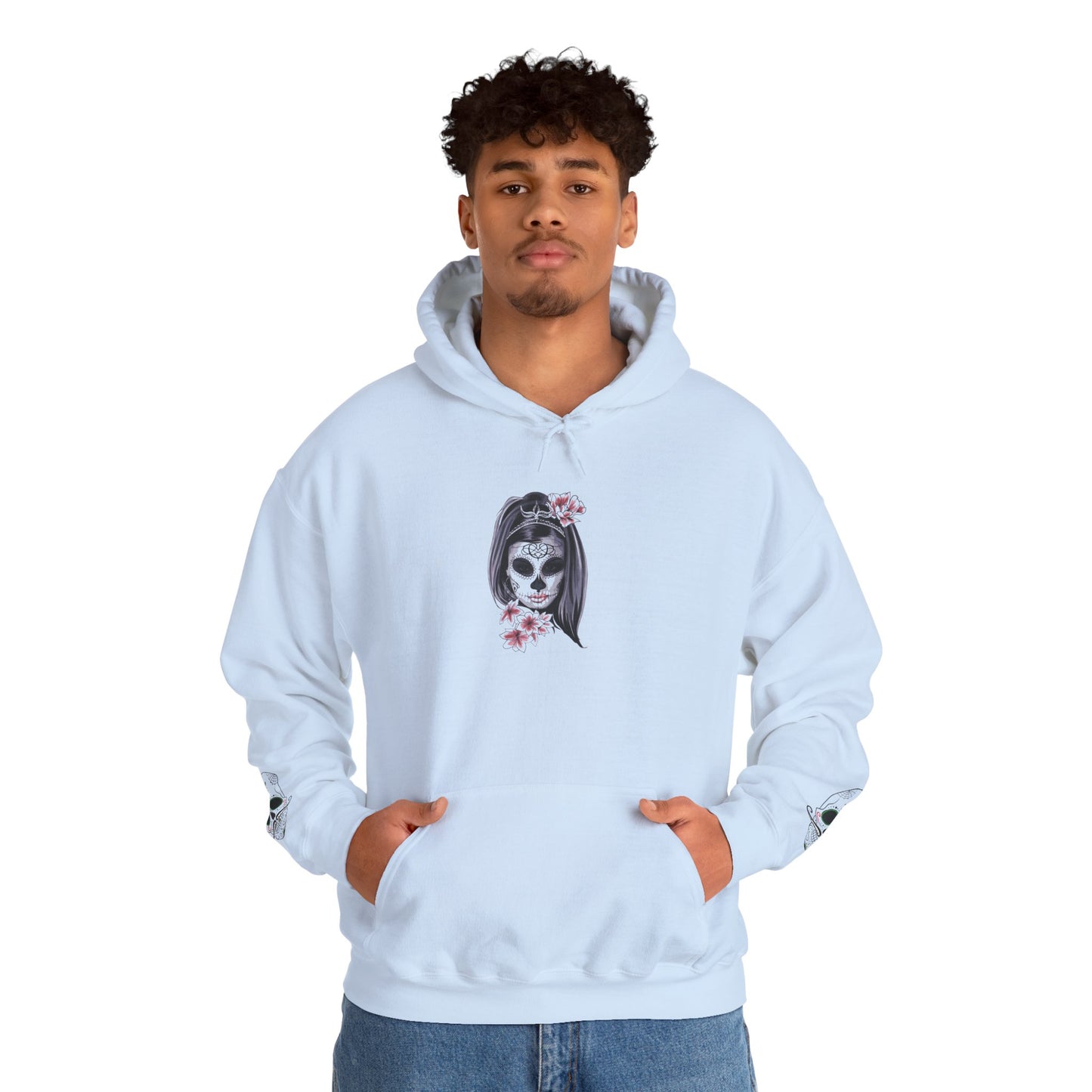 Day of the Dead Hoodie | Unisex Heavy Blend Sweatshirt, Skull Art, Mexican Holiday Apparel, Halloween Costume, Festival Gear
