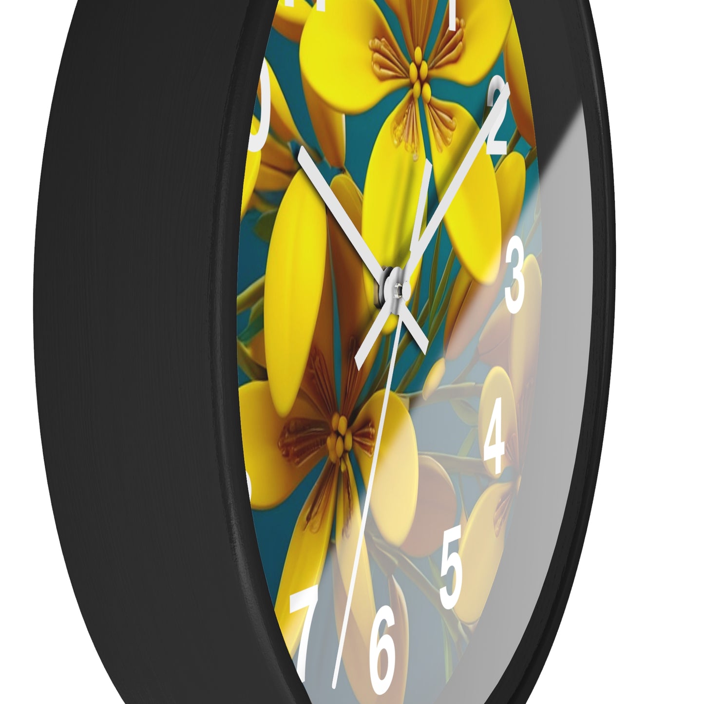 Vibrant Floral Wall Clock, Home Decor, Yellow Flowers, Gift for Her, Modern Design, Spring Aesthetic, Unique Timepiece