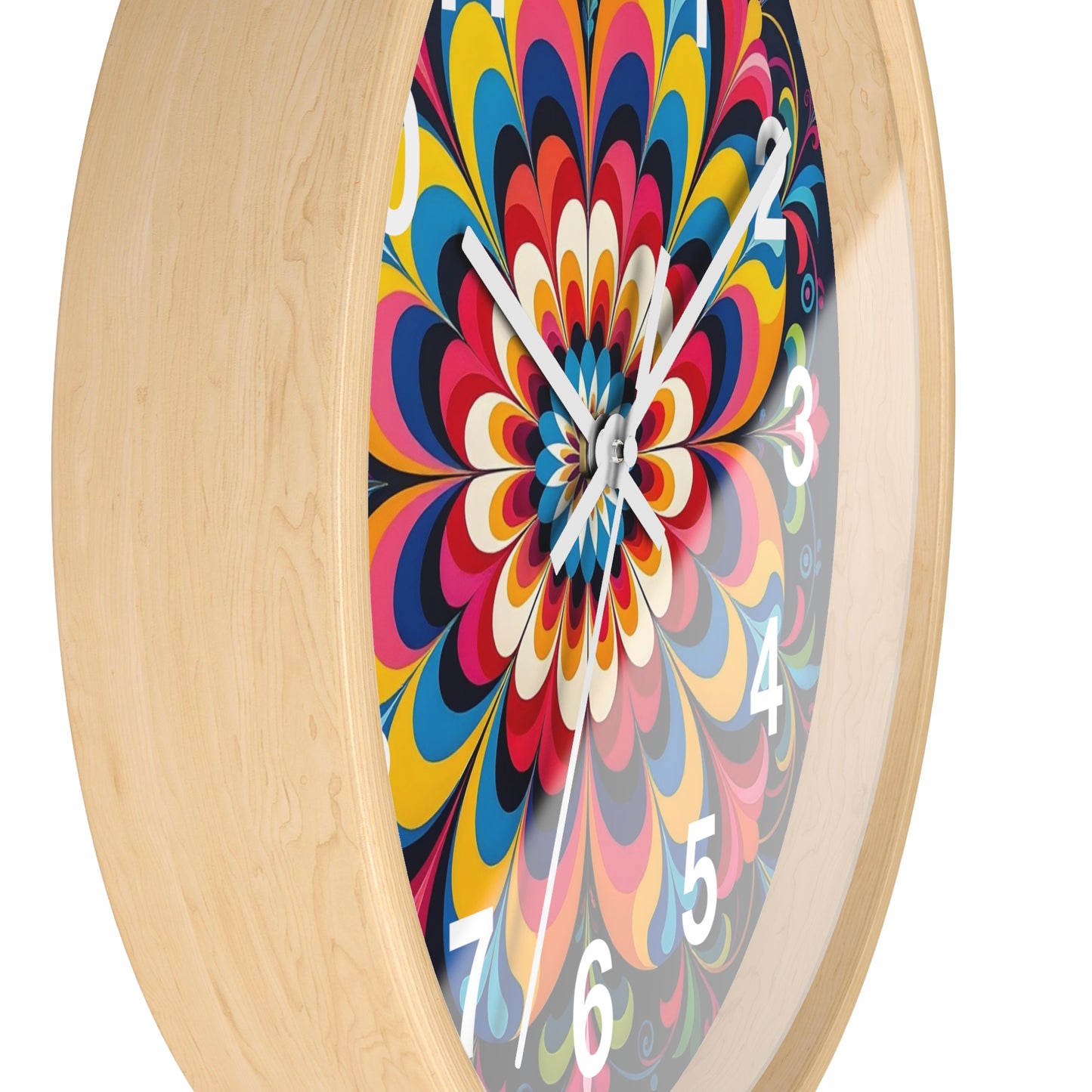 Colorburst Mandala Wall Clock — Vibrant Retro Boho Home Decor