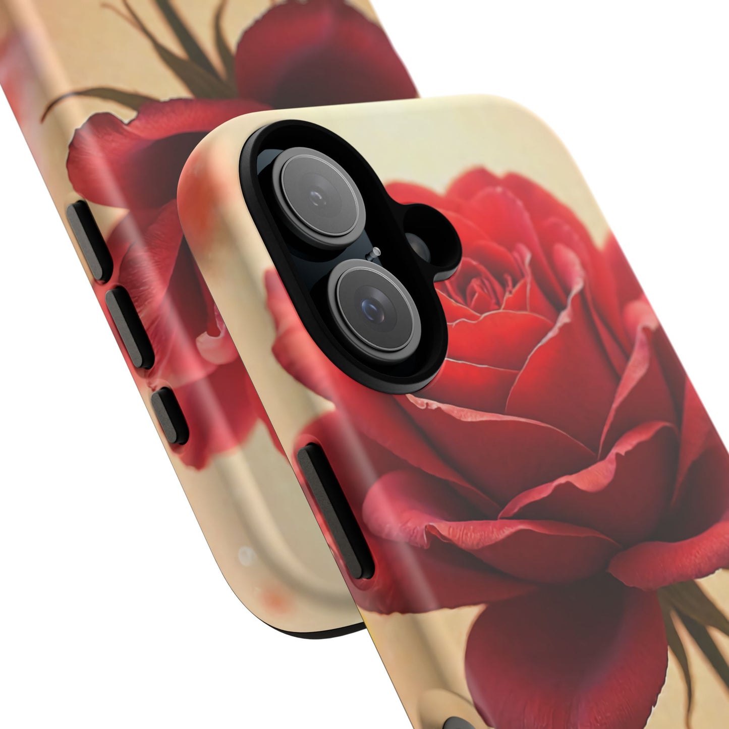 Floral Phone Case with Red Rose Design, Tough Phone Cover, Flower Print, Gift for Her, Stylish Accessory, Floral Aesthetic