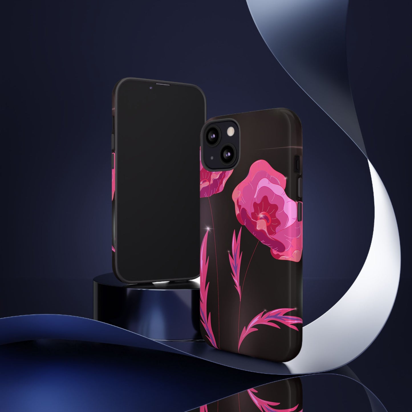 Floral iPhone Case | Tough Cases with Pink Poppy Design, Elegant Flower Phone Cover, Gift for Her, Spring Accessories, Chic Tech