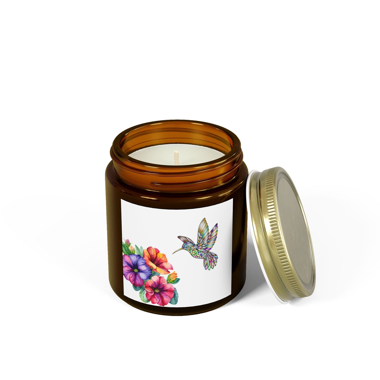 Scented Candles - Tropical Essence, Floral & Hummingbird Design, Relaxation Gift, Home Decor, Aromatherapy