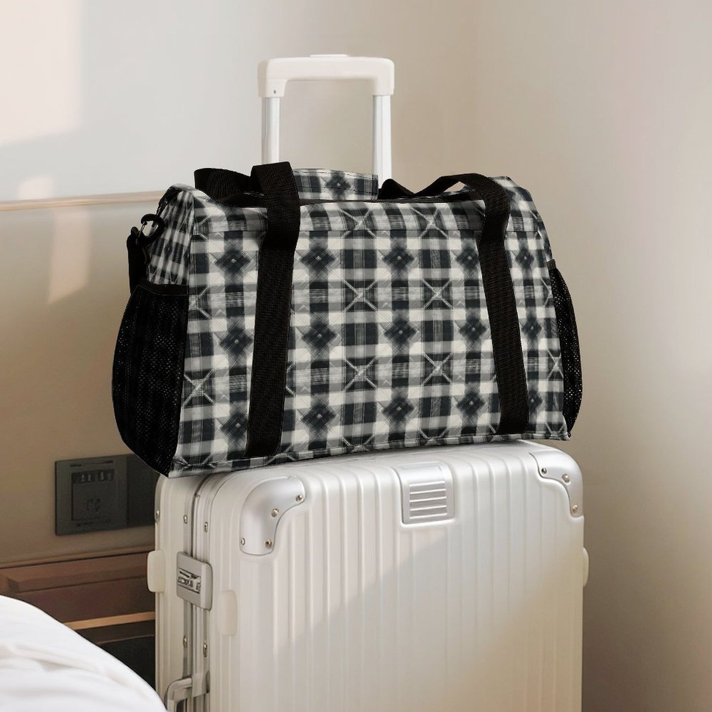 Travel Duffel Bag - Black and White