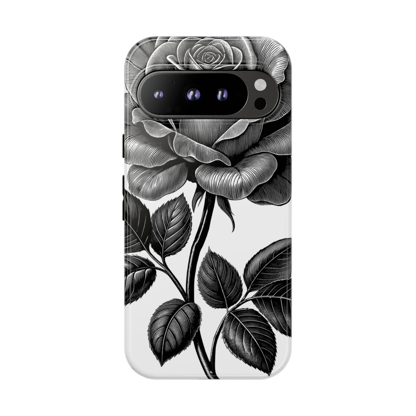 Elegant Floral Phone Case - Tough Cases, Black Rose Design, Floral Phone Cover, Stylish Phone Accessory, Gift for Her, Mother's Day