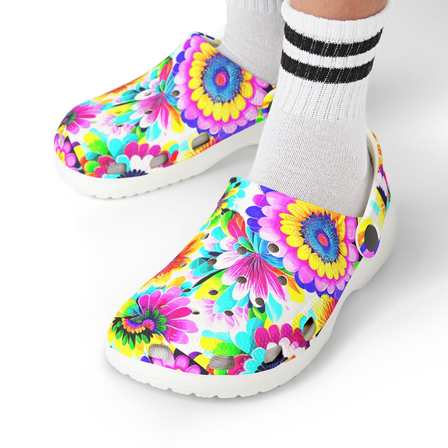 Vibrant Kid's EVA Foam Clogs - Colorful Floral Design, Perfect for Spring, Everyday Wear, Playdates, Summer Fun, Outdoor Adventures