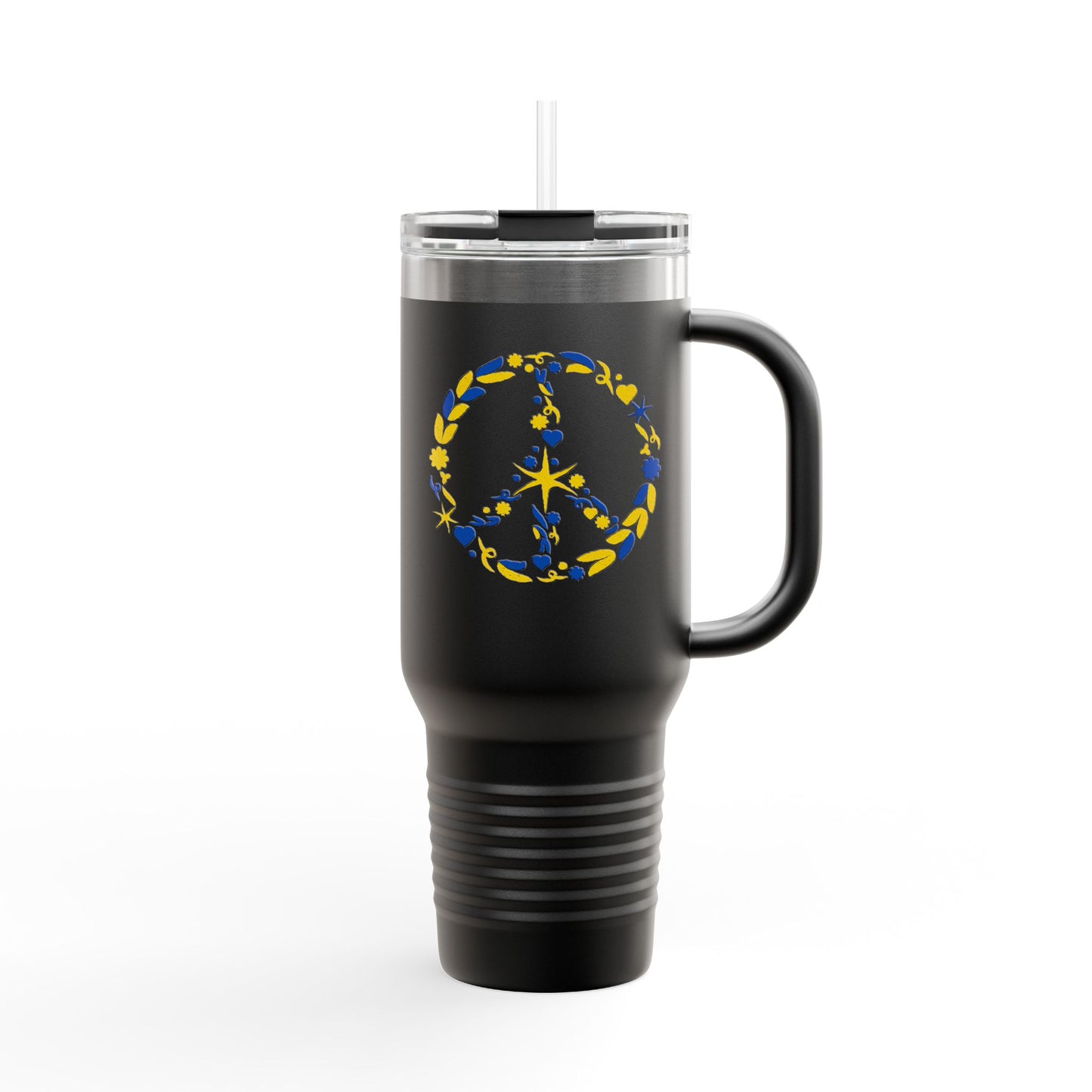 Peaceful Floral Insulated Travel Mug, 40oz | Eco-Friendly Cup for Travel, Outdoor Adventures, Gifts, Coffee Enthusiasts