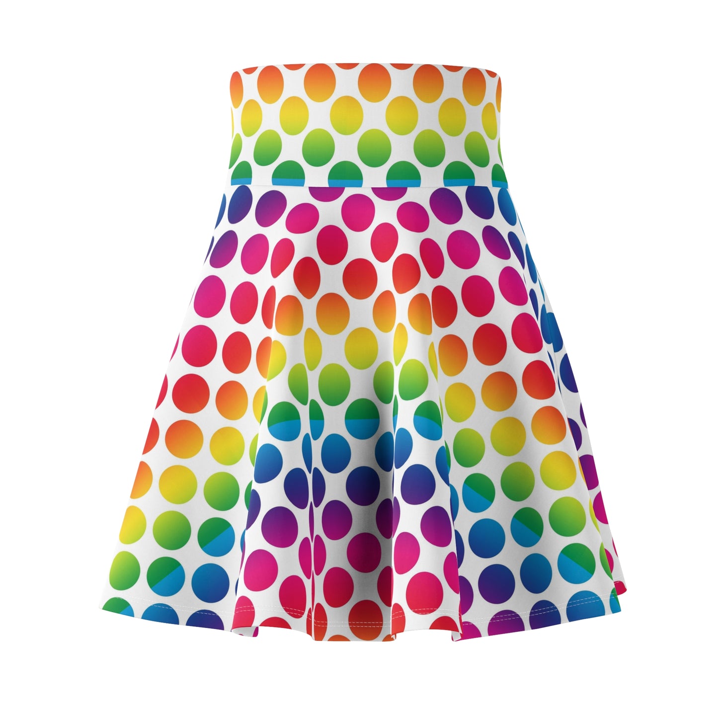 Colorful Polka Dot Women's Skater Skirt, Fun Summer Skirt, Festival Outfit, Casual Wear, Bright Skirt for Parties