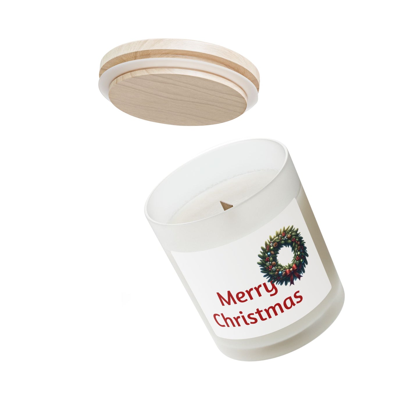 Merry Christmas Frosted Glass Candle - Holiday Home Decor, Cozy Gift, Seasonal Aromatherapy, Festive Candlelight