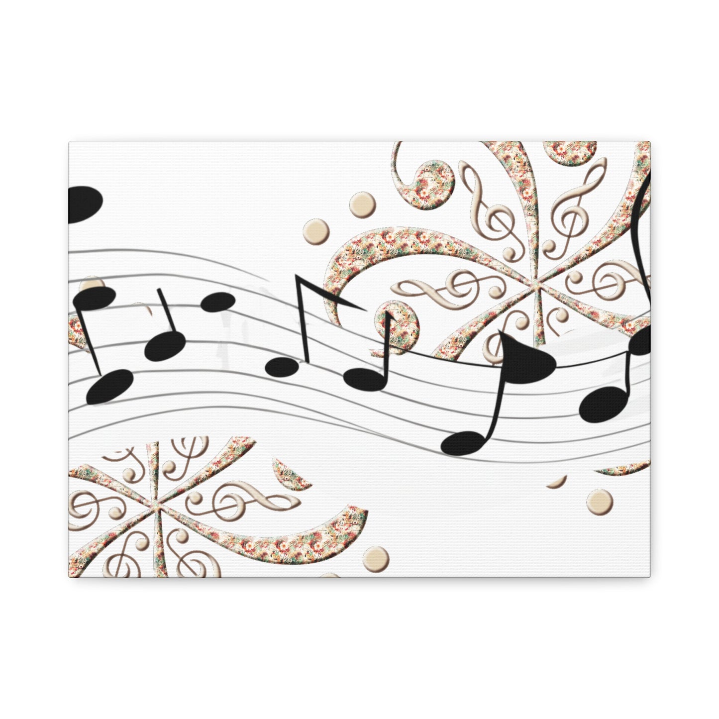Musical Note Canvas Art, Floral Decor for Home, Music Lover Gift, Wall Art for Musicians, Unique Gift Idea